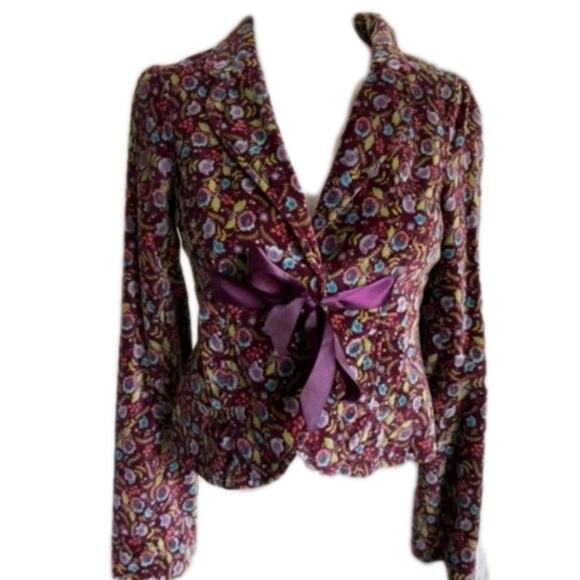 Free people Blazer Jacket 8 Velvet Floral Goth NWT Preppy Academia Grannycore - Picture 3 of 10